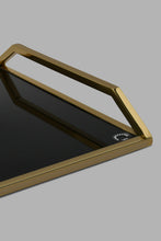 Load image into Gallery viewer, Redtag-Gold-Square-Tray-With-Black-Glass-Trays-Home-Dining-
