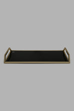 Load image into Gallery viewer, Redtag-Gold-Rectangle-Tray-With-Black-Glass-Trays-Home-Dining-
