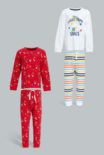 Load image into Gallery viewer, Redtag-White-And-Red-Space-4-Pack-Long-Pyjama-Set-Set-Pyjama-Sets-Infant-Boys-3 to 24 Months
