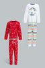 Redtag-White-And-Red-Space-4-Pack-Long-Pyjama-Set-Set-Pyjama-Sets-Infant-Boys-3 to 24 Months