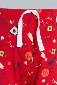 Redtag-White-And-Red-Space-4-Pack-Long-Pyjama-Set-Set-Pyjama-Sets-Infant-Boys-3 to 24 Months