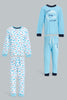 Redtag-White-And-Blue-Dino-4-Pack-Long-Pyjama-Set-Set-Pyjama-Sets-Infant-Boys-3 to 24 Months
