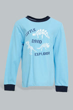 Load image into Gallery viewer, Redtag-White-And-Blue-Dino-4-Pack-Long-Pyjama-Set-Set-Pyjama-Sets-Infant-Boys-3 to 24 Months
