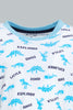 Redtag-White-And-Blue-Dino-4-Pack-Long-Pyjama-Set-Set-Pyjama-Sets-Infant-Boys-3 to 24 Months