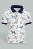 Redtag-White-Safari-Animal-Print-Short-Sleeve-Polo-Polo-Shirts-Infant-Boys-3 to 24 Months