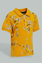 Load image into Gallery viewer, Redtag-Mustard-Safari-Animal-Print-Short-Sleeve-Polo-Colour:Mustard,-Filter:Infant-Boys-(3-to-24-Mths),-Infant-Boys-T-Shirts,-New-In,-New-In-INB,-Non-Sale,-S22B,-Section:Kidswear-Infant-Boys-3 to 24 Months
