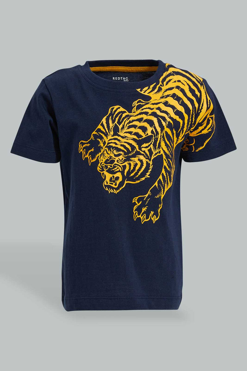 Redtag-Navy-Tiger-Printed-Short-Slv-T-Shirt-Colour:Navy,-Filter:Infant-Boys-(3-to-24-Mths),-Infant-Boys-T-Shirts,-New-In,-New-In-INB,-Non-Sale,-S22B,-Section:Kidswear,-TBL-Infant-Boys-3 to 24 Months