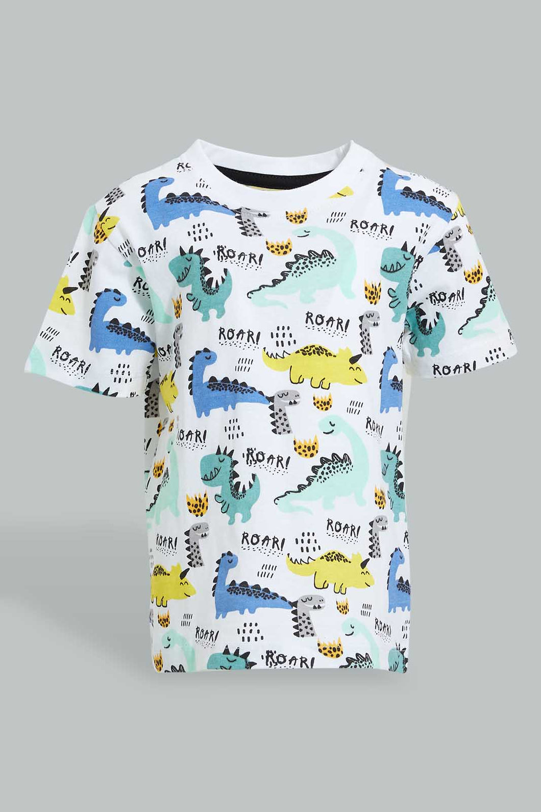 Redtag-Multi-Color-Dino-Printed-Short-Slv-T-Shirt-Colour:Assorted,-Filter:Infant-Boys-(3-to-24-Mths),-Infant-Boys-T-Shirts,-New-In,-New-In-INB,-Non-Sale,-S22B,-Section:Kidswear,-TBL-Infant-Boys-3 to 24 Months