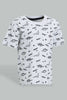 Redtag-Grey-Striped-Short-Sleeve-T-Shirt-Colour:Grey,-Filter:Infant-Boys-(3-to-24-Mths),-Infant-Boys-T-Shirts,-New-In,-New-In-INB,-Non-Sale,-S22B,-Section:Kidswear,-TBL-Infant-Boys-3 to 24 Months