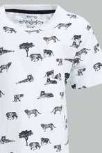 Load image into Gallery viewer, Redtag-White-Dino-Printed-Short-T-Shirt-Colour:White,-Filter:Infant-Boys-(3-to-24-Mths),-Infant-Boys-T-Shirts,-New-In,-New-In-INB,-Non-Sale,-S22B,-Section:Kidswear,-TBL-Infant-Boys-3 to 24 Months
