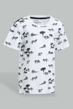 Load image into Gallery viewer, Redtag-White-Dino-Printed-Short-T-Shirt-Colour:White,-Filter:Infant-Boys-(3-to-24-Mths),-Infant-Boys-T-Shirts,-New-In,-New-In-INB,-Non-Sale,-S22B,-Section:Kidswear,-TBL-Infant-Boys-3 to 24 Months
