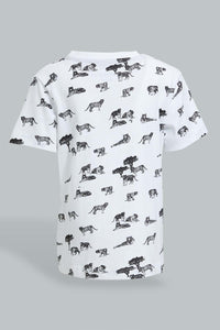 Redtag-White-Dino-Printed-Short-T-Shirt-Colour:White,-Filter:Infant-Boys-(3-to-24-Mths),-Infant-Boys-T-Shirts,-New-In,-New-In-INB,-Non-Sale,-S22B,-Section:Kidswear,-TBL-Infant-Boys-3 to 24 Months