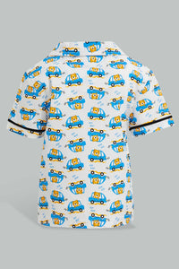 Redtag-White-Car-Printed-Woven-Short-Pj-Set-(2-Pack)-Pyjama-Sets-Infant-Boys-3 to 24 Months