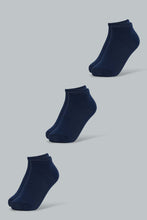 Load image into Gallery viewer, Redtag-Navy-3-Pack-Ankle-Length-Socks-Ankle-Length-Boys-2 to 8 Years
