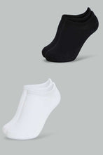 Load image into Gallery viewer, Redtag-Black/White-2-Pack-Invisible-Socks-Ankle-Length-Boys-2 to 8 Years
