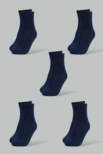 Load image into Gallery viewer, Redtag-Navy-5-Pack-Long-Length-Socks-Ankle-Length-Boys-2 to 8 Years
