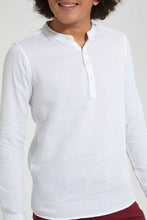 تنزيل الصورة على معرض الصور، Redtag-White-Kurta-Casual-Shirt-Casual-Shirts-Senior-Boys-9 to 14 Years
