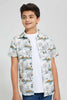 Redtag-White-Allover-Print-Shirt-With-T-Shirt-Casual-Shirts-Senior-Boys-9 to 14 Years