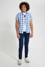 تنزيل الصورة على معرض الصور، Redtag-Blue-Check-With-T-Shirt-Casual-Shirts-Senior-Boys-9 to 14 Years
