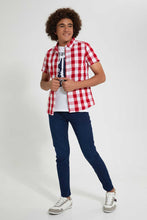 تنزيل الصورة على معرض الصور، Redtag-Red-Check-With-T-Shirt-Casual-Shirts-Senior-Boys-9 to 14 Years
