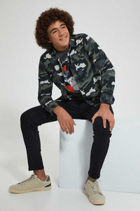 Redtag-Olive-C-With-T-Shirt-Casual-Shirts-Senior-Boys-9 to 14 Years