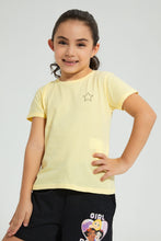 Load image into Gallery viewer, Redtag-Yellow-Rounded-Neck-T-Shirt-W/-Folded-Sleeve-Colour:Yellow,-Filter:Girls-(2-to-8-Yrs),-Girls-T-Shirts,-New-In,-New-In-GIR,-Non-Sale,-PPE,-S22B,-Section:Kidswear-Girls-2 to 8 Years
