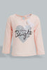 Redtag-Pink-Embellished-Word-Printed-T-Shirt-Embellished-Infant-Girls-3 to 24 Months