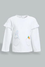 Load image into Gallery viewer, Redtag-White-Bunny-Embellished-Fashion-Tee-Graphic-Prints-Infant-Girls-3 to 24 Months
