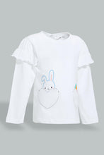 Load image into Gallery viewer, Redtag-White-Bunny-Embellished-Fashion-Tee-Graphic-Prints-Infant-Girls-3 to 24 Months
