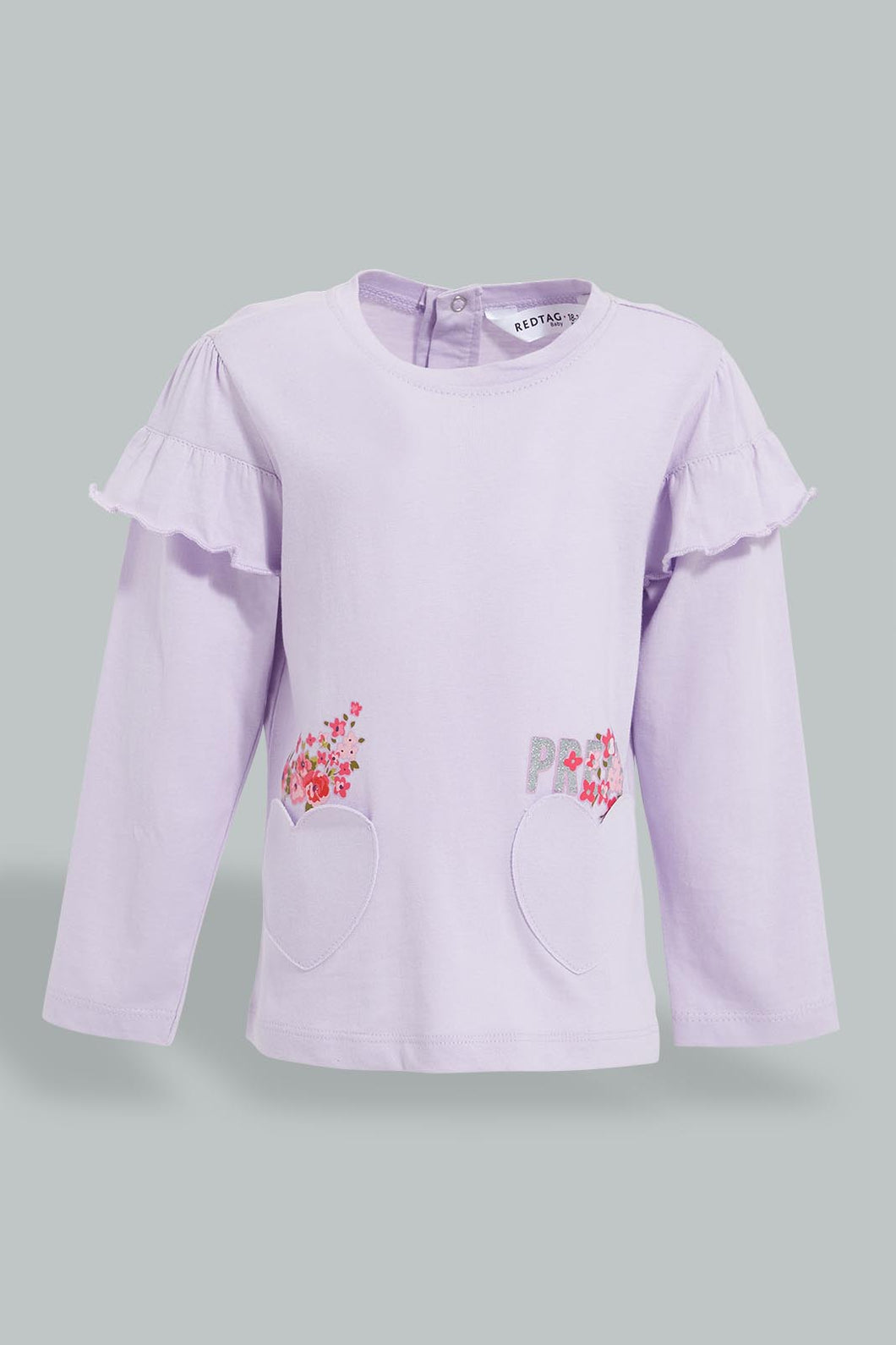 Redtag-Lilac-Embroideredellished-Fashion-T-Shirt-Embellished-Infant-Girls-3 to 24 Months