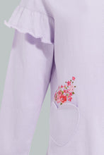 Load image into Gallery viewer, Redtag-Lilac-Embroideredellished-Fashion-T-Shirt-Embellished-Infant-Girls-3 to 24 Months
