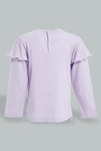 Redtag-Lilac-Embroideredellished-Fashion-T-Shirt-Embellished-Infant-Girls-3 to 24 Months