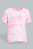 Redtag-Pink-Tie-Dye-Fashion-Tee-All-Over-Prints-Infant-Girls-3 to 24 Months