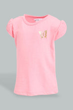 Load image into Gallery viewer, Redtag-Pink-Embelished-Fashion-Tee-All-Over-Prints-Infant-Girls-3 to 24 Months
