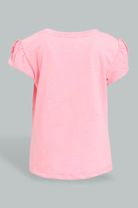 Redtag-Pink-Embelished-Fashion-Tee-All-Over-Prints-Infant-Girls-3 to 24 Months