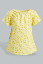 Load image into Gallery viewer, Redtag-Yellow-Flower-Printed-Fashion-T-Shirt-All-Over-Prints-Infant-Girls-3 to 24 Months
