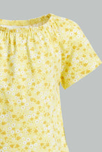 Load image into Gallery viewer, Redtag-Yellow-Flower-Printed-Fashion-T-Shirt-All-Over-Prints-Infant-Girls-3 to 24 Months
