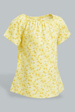 Load image into Gallery viewer, Redtag-Yellow-Flower-Printed-Fashion-T-Shirt-All-Over-Prints-Infant-Girls-3 to 24 Months
