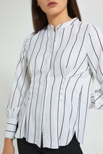 Load image into Gallery viewer, Redtag-White-Stripe-Button-Down-Blouse-Blouses-Women&#39;s-
