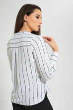 Load image into Gallery viewer, Redtag-White-Stripe-Button-Down-Blouse-Blouses-Women&#39;s-
