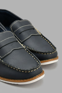 Redtag-Navy-Penny-Loafer-Loafers-Senior-Boys-5 to 14 Years