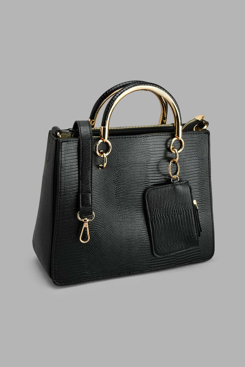 Redtag-Black-Textured-Day--Bag-Colour:Black,-Filter:Women's-Accessories,-New-In,-New-In-Women-ACC,-Non-Sale,-S22A,-Women-Handbags-Women-