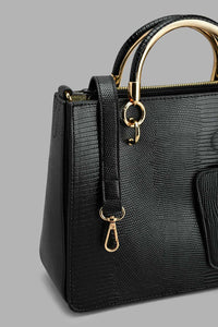 Redtag-Black-Textured-Day--Bag-Colour:Black,-Filter:Women's-Accessories,-New-In,-New-In-Women-ACC,-Non-Sale,-S22A,-Women-Handbags-Women-