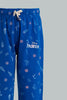 Redtag-Blue-Frozen-Print-Track-Joggers-Girls-2 to 8 Years