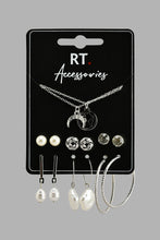 Load image into Gallery viewer, Silver Necklace And Earring Set For Women (Set of 8)
