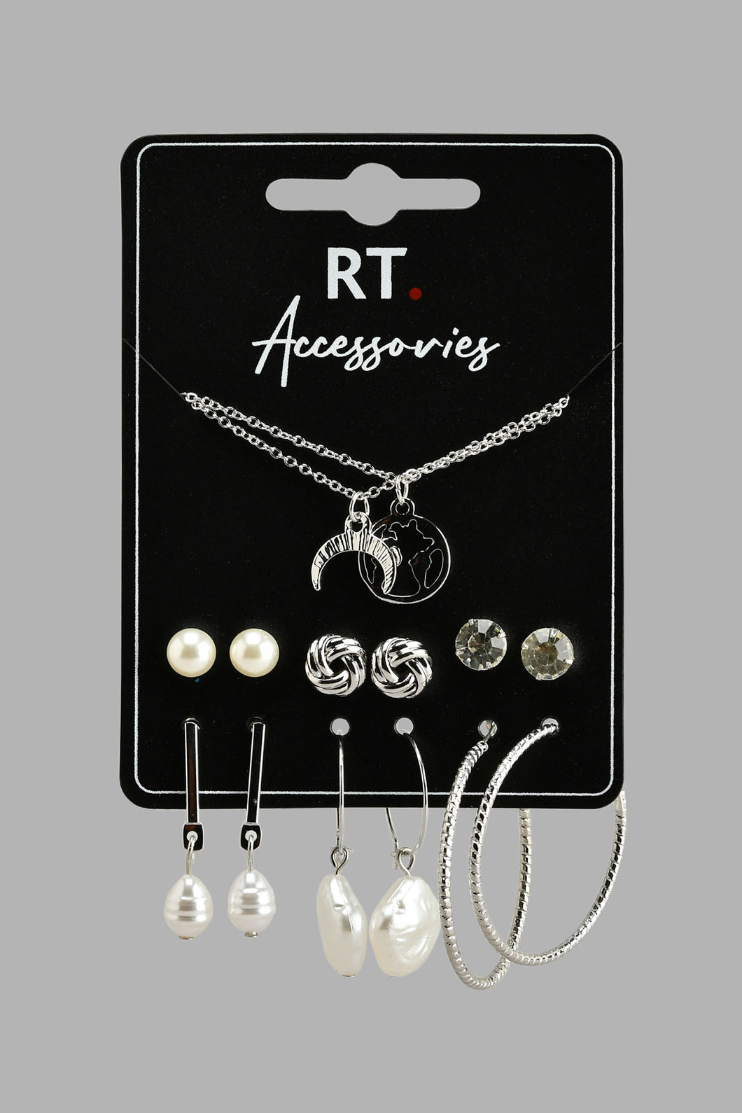 Silver Necklace And Earring Set For Women (Set of 8)