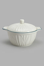 تنزيل الصورة على معرض الصور، Redtag-White-Porcelain-Embossed-Tureen-With-Grey-Border-Baking-Dish-Home-Dining-
