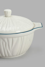 تنزيل الصورة على معرض الصور، Redtag-White-Porcelain-Embossed-Tureen-With-Grey-Border-Baking-Dish-Home-Dining-
