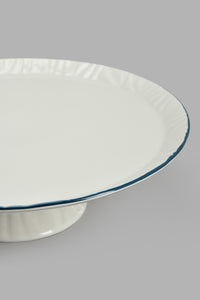 Redtag-White-Porcelain-Embossed-Cake-Plate-With-Grey-Border-Baking-Dish-Home-Dining-