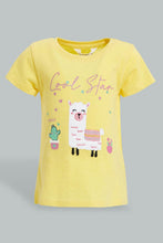 Load image into Gallery viewer, Redtag-Yellow-Placement-Print-Fashion-Tee-Colour:Yellow,-Filter:Infant-Girls-(3-to-24-Mths),-Infant-Girls-T-Shirts,-New-In,-New-In-ING,-Non-Sale,-S22B,-Section:Kidswear-Infant-Girls-3 to 24 Months
